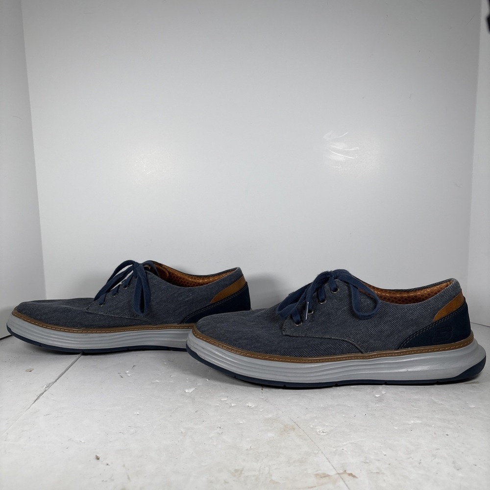 Size‎ 11 Skechers Moreno Ederson Navy Blue Lace Up Oxford Shoes 65981W - Picture 4 of 9